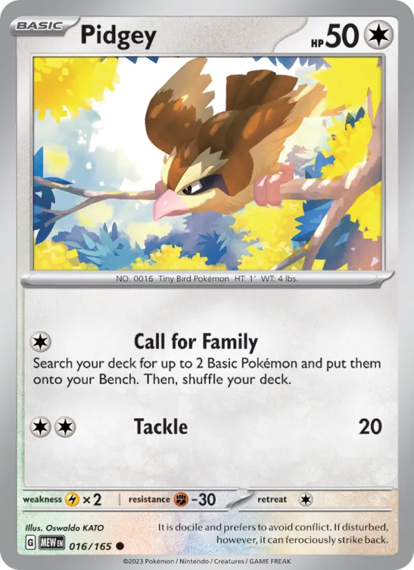 Pidgey, Pokémon 151 card 016