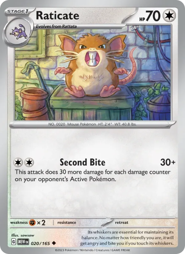 Raticate, Pokémon 151 card 020