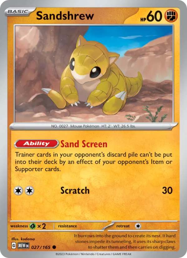 Sandshrew, Pokémon 151 card 027