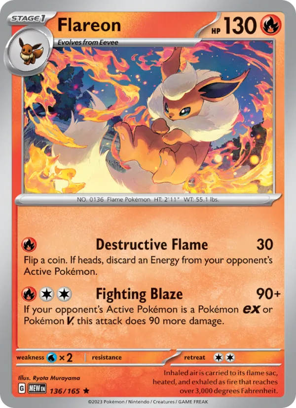Flareon, Pokémon 151 card 136